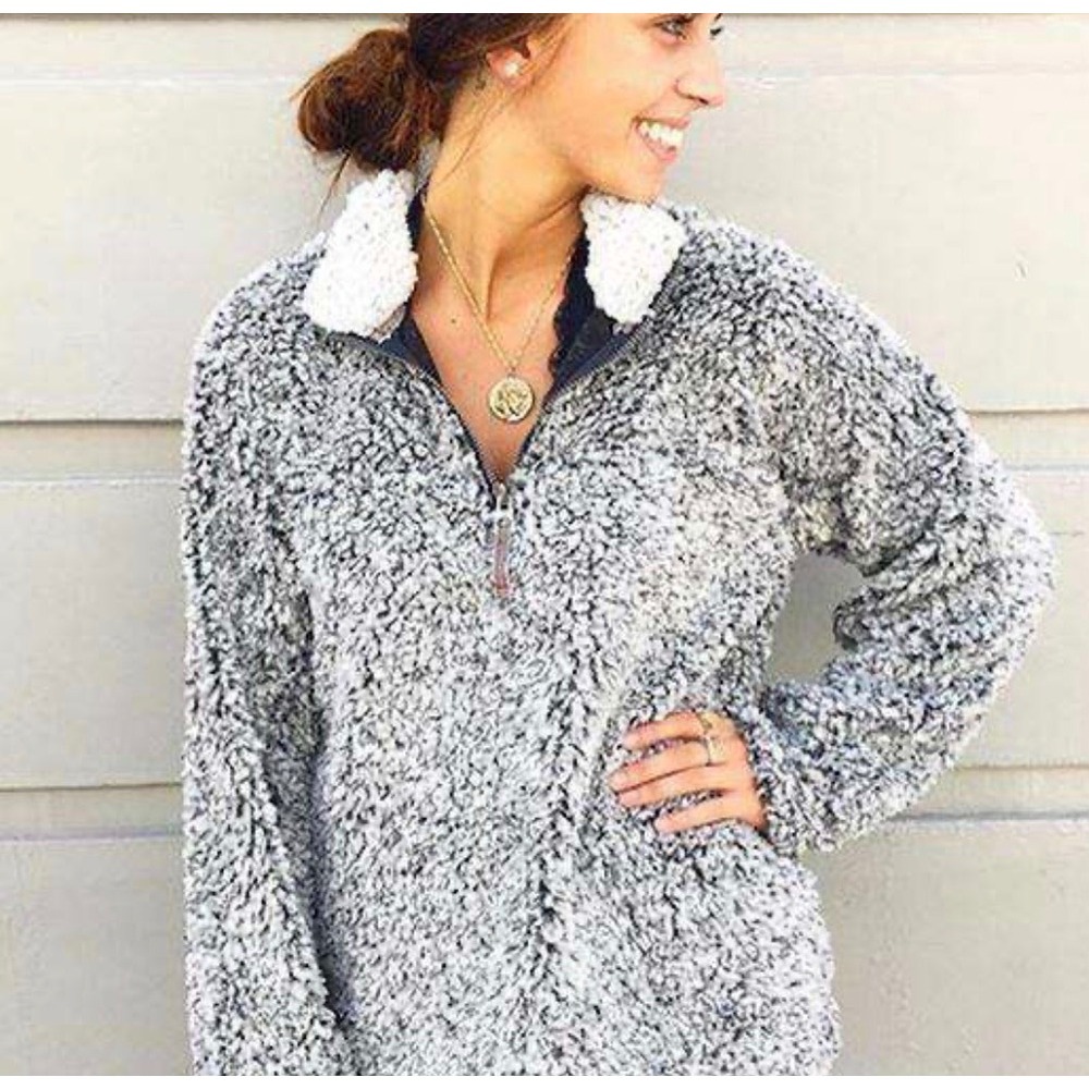 Frosted Tipped Womens Stadium Pullover Gray True Grit Dylan 1/4 Zip Sweater Sz M